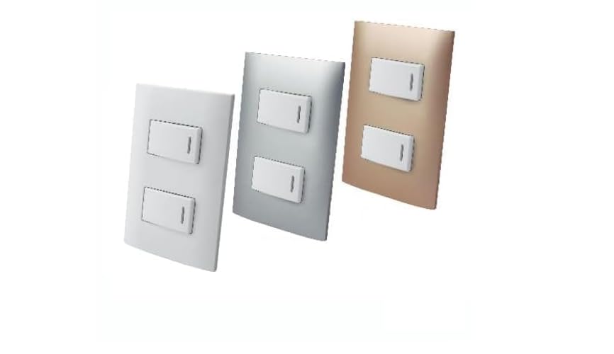 Apagador doble sencillo de tecla con placa plástica - Blanco - Linea ALTIMUS AKSI 124802