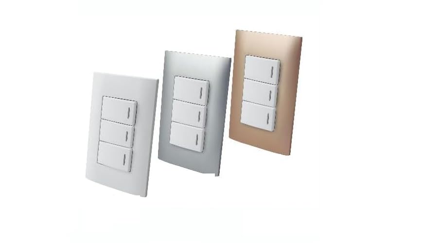 Apagador triple sencillo de tecla con placa plástica - Blanco - Linea ALTIMUS Aksi 124803