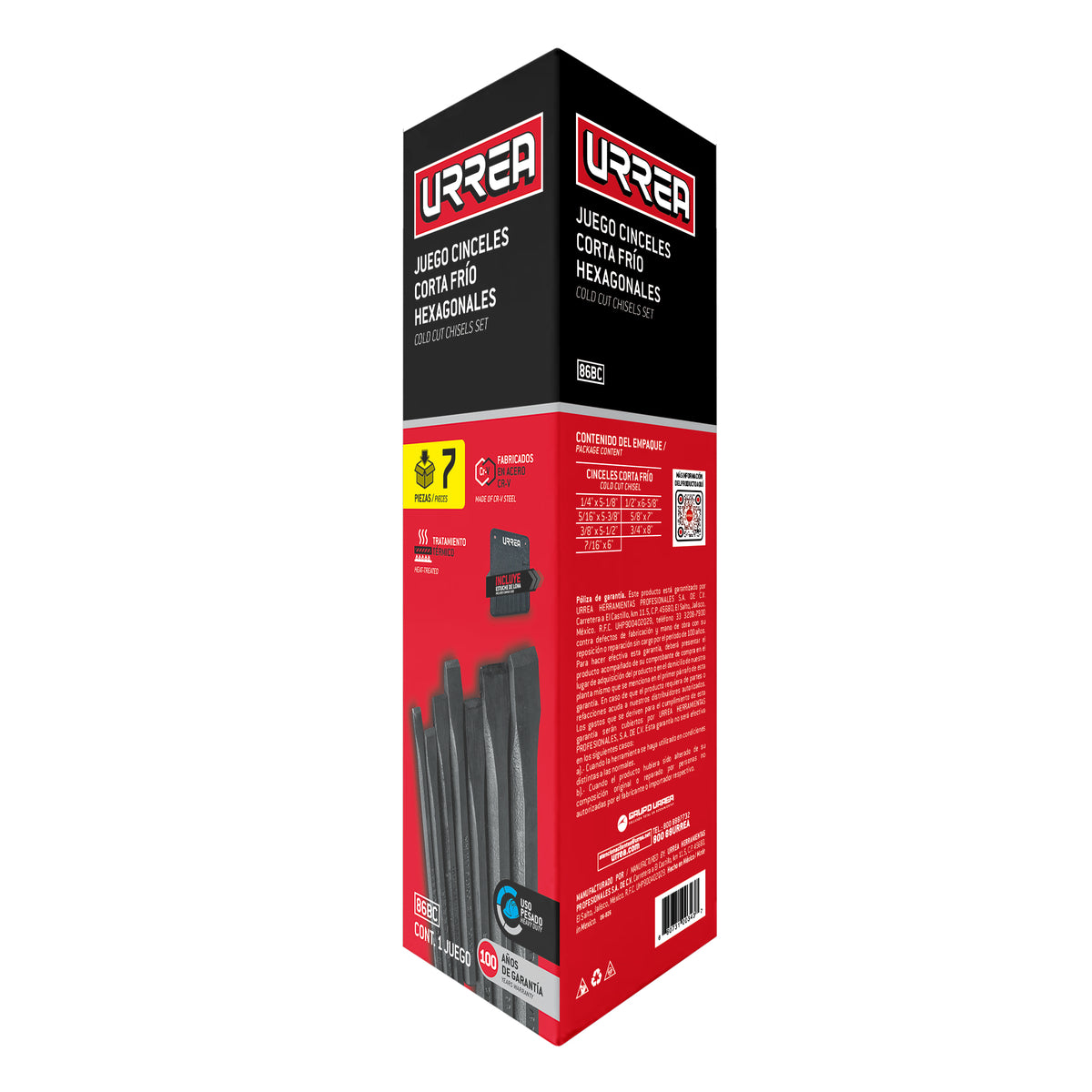 Juego combinado de cinceles corta frío, 7 piezas Urrea