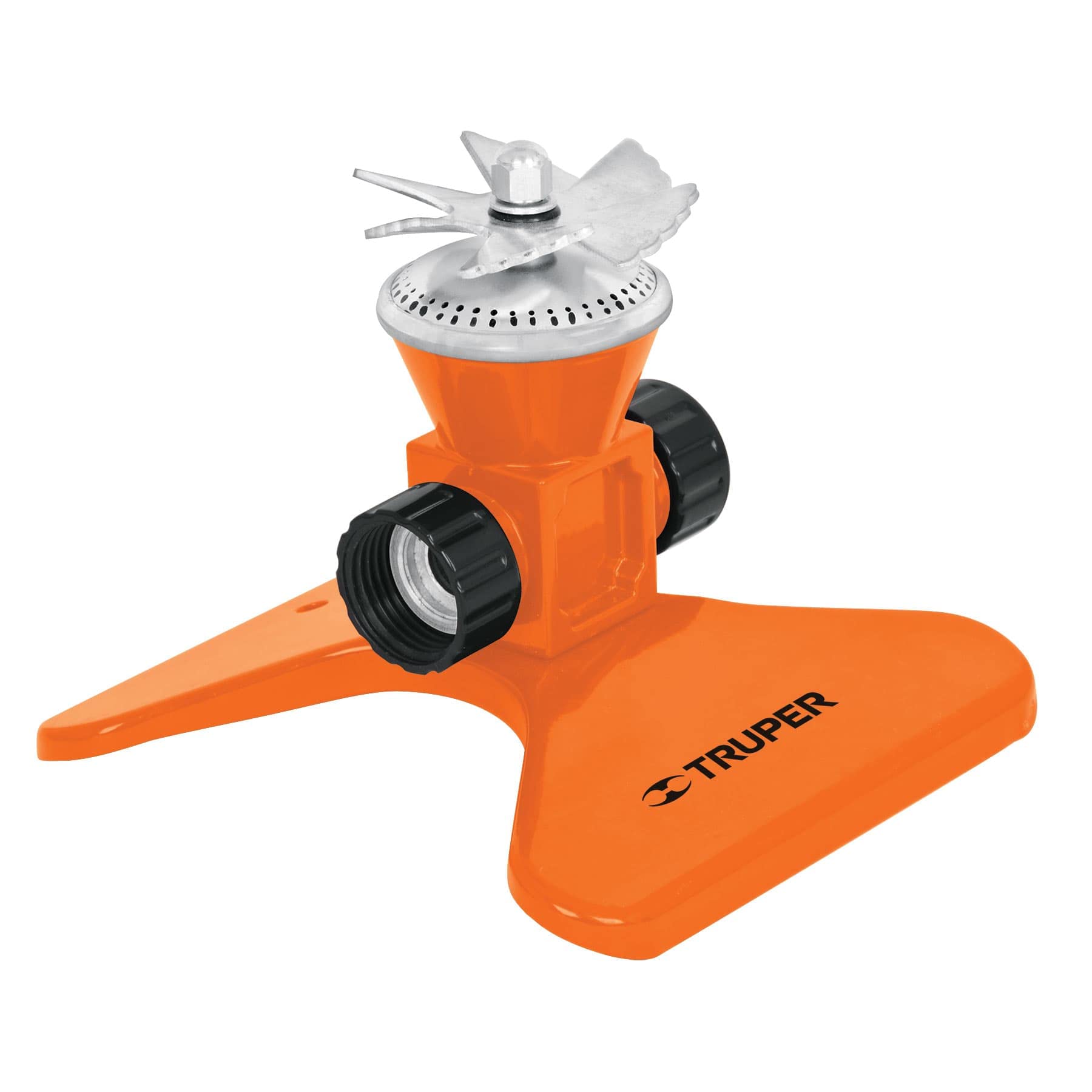 Truper ASP-50, Aspersor metálico, giratorio con aspas, diámetro riego 5 mts - Carzamo.com