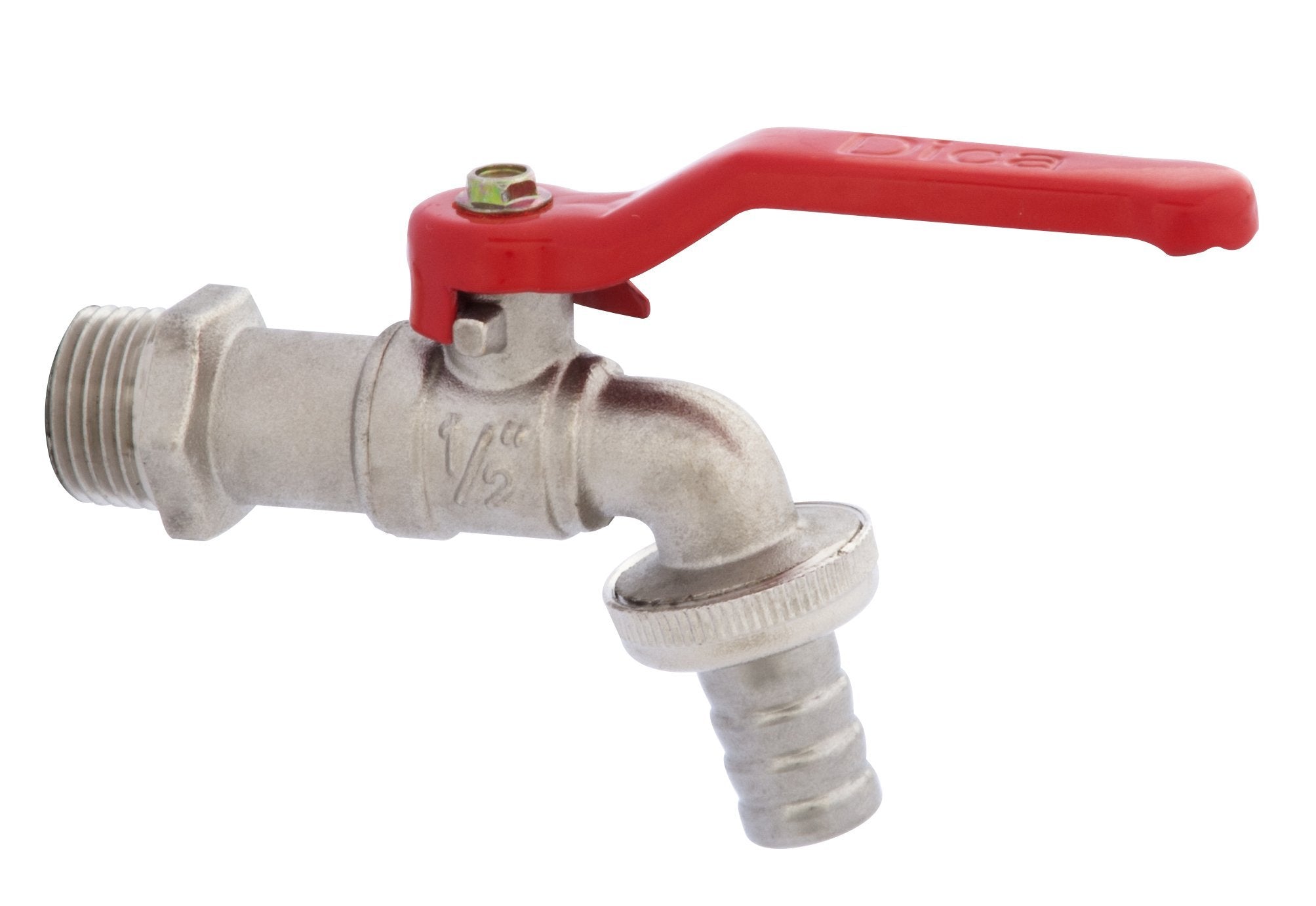Dica 4020 Llave de Esfera para Manguera Niquelada 1/2, Llave de Esfera para Jardín, Latón