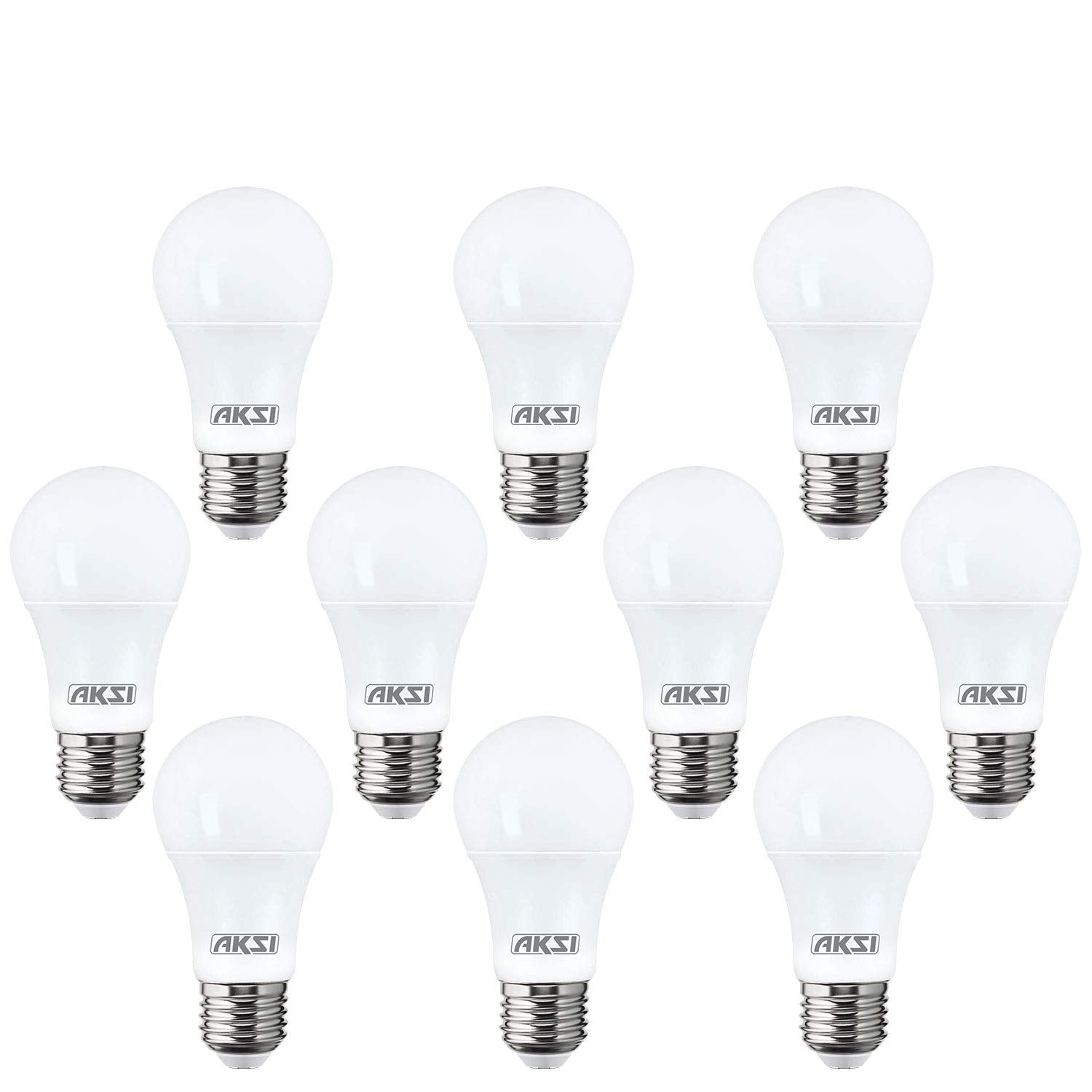 FOCO AHORRADOR LED A19 - AKSI - (Luz Blanca, Luz calida) - PACK 10 - consume 15W ilumina 100W - (BLANCA, 15 W) Ideal para adornar cocina, recamara, estancia, restaurantes