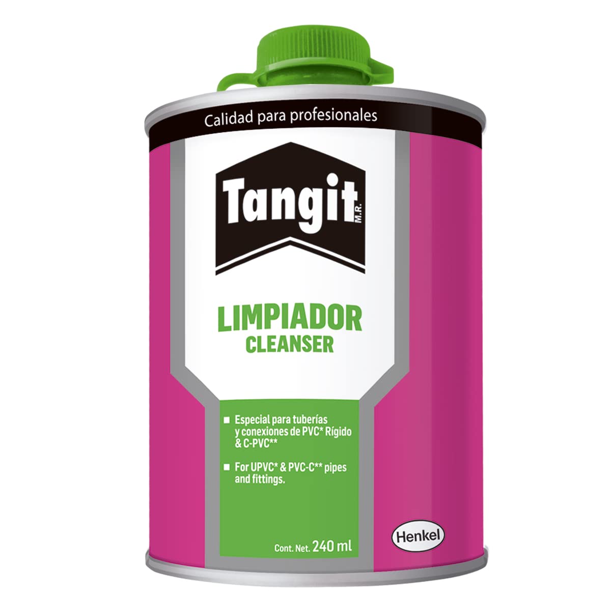 Tangit Limpiador, solvente ideal para tuberías y conexiones de PVC y C-PVC, limpiador de tuberías, incoloro, lata 1x240ml