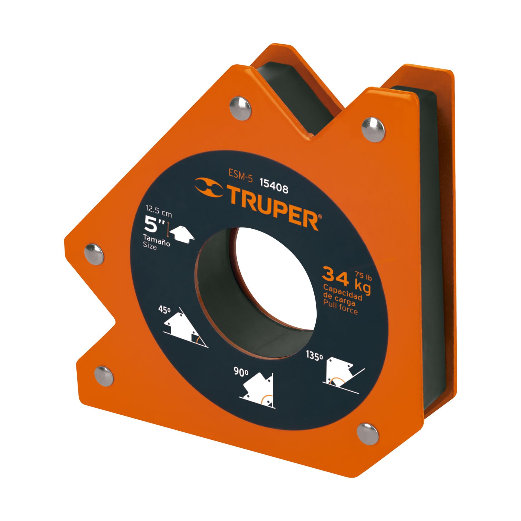 Truper ESM-5, Escuadra magnética 5″ para soldar capacidad 34 kg