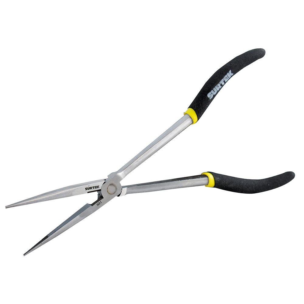 Pinza para electricista con mango doble plastisol de 11" punta extra larga Surtek