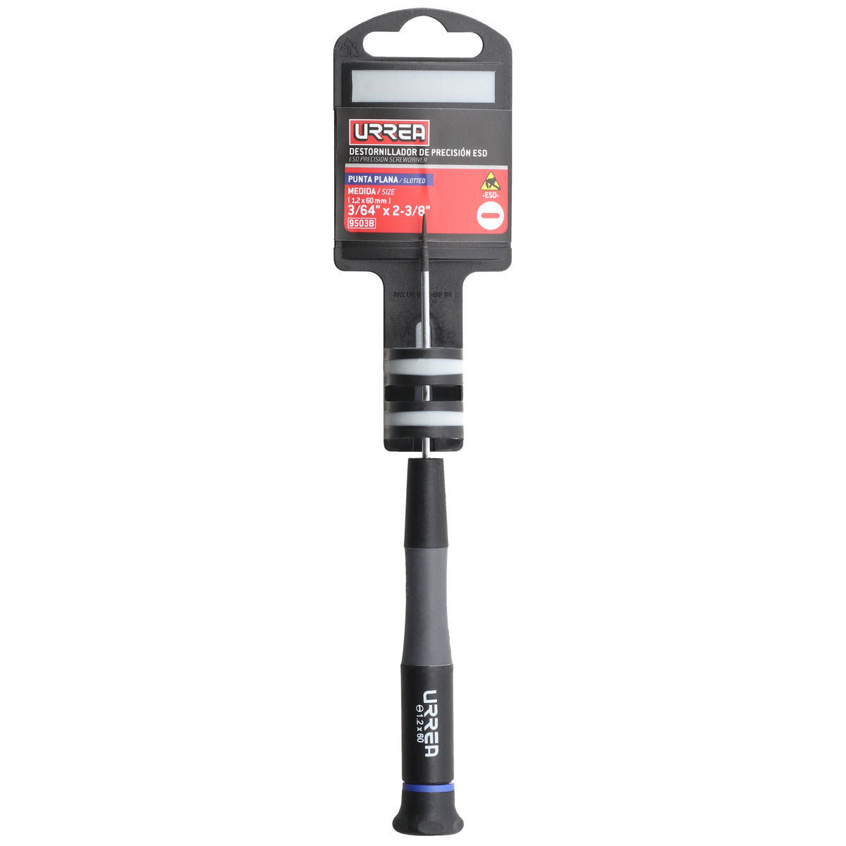 Destornillador de precisión ESD anti-estáticos, punta plana 3/64" x 2-3/8" Urrea