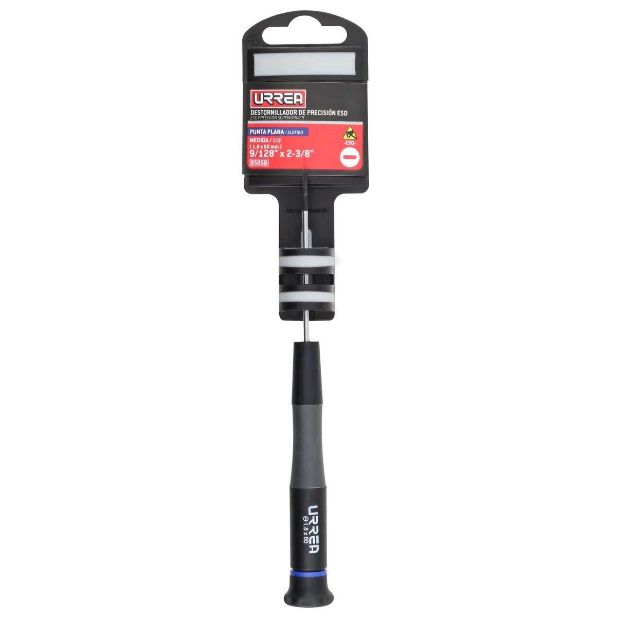 Destornillador de precisión ESD anti-estáticos, punta plana 9/128" x 2-3/8" Urrea
