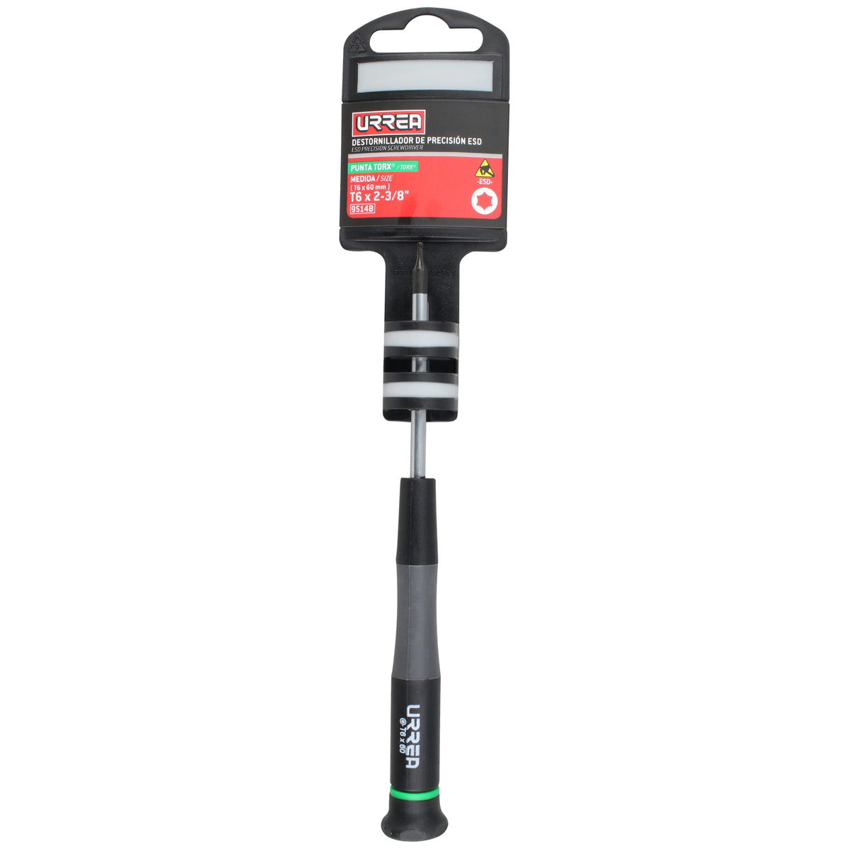 Destornillador de precisión ESD anti-estáticos, punta Torx  T6 x 2-3/8" Urrea
