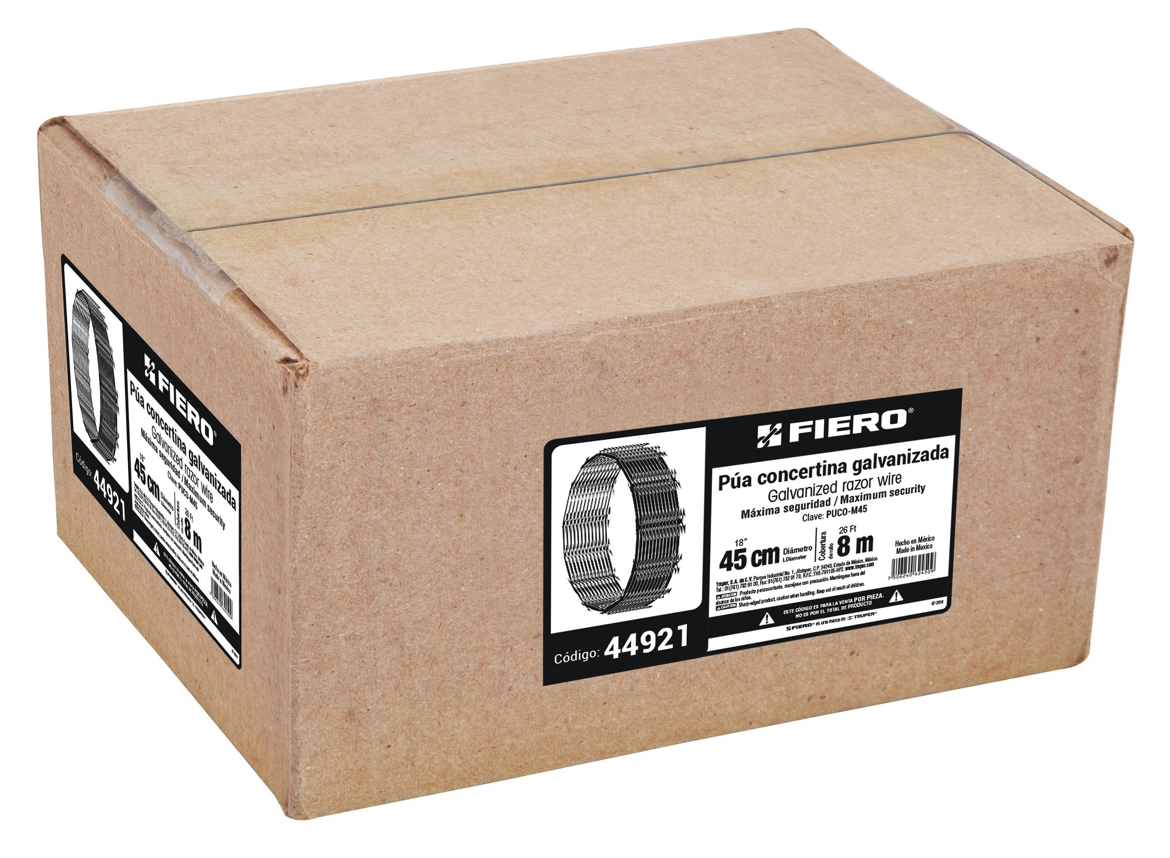 Fiero PUCO-M45 Púa Concertina, Alta Seguridad, 45 cm Diámetro