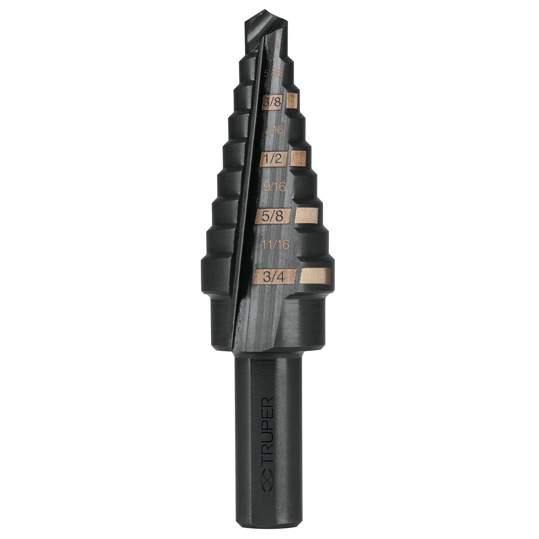 Truper BES-9, Broca escalonada óxido negro 9 escalones 1/4″ a 3/4″ - Carzamo.com