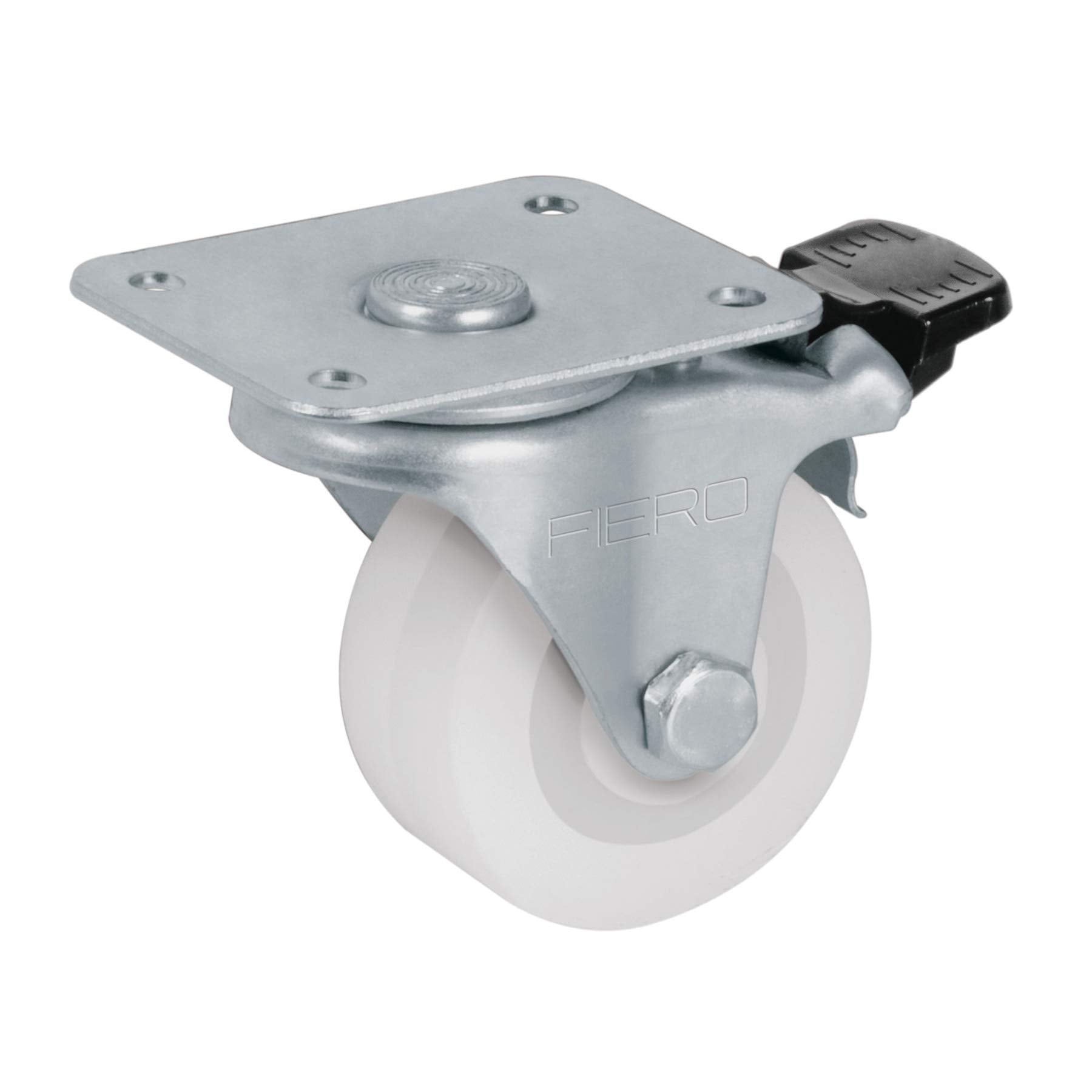 Fiero RO-2210F, Rodaja de polietileno 2″ placa giratoria con freno
