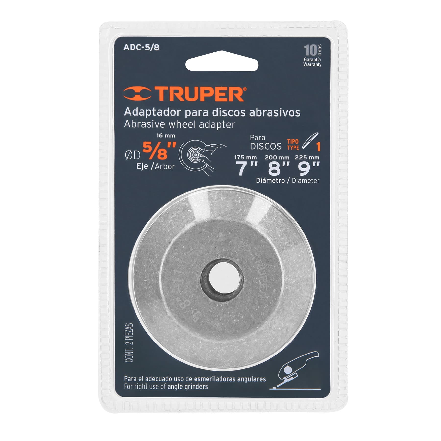 Truper ADC-5/8, Adaptador standard para disco abrasivo tipo 1, 5/8-11-NC