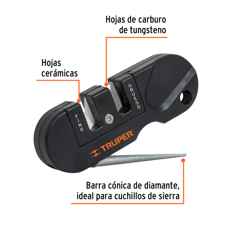 Afilador de cuchillos, de bolsillo, Truper - Carzamo.com