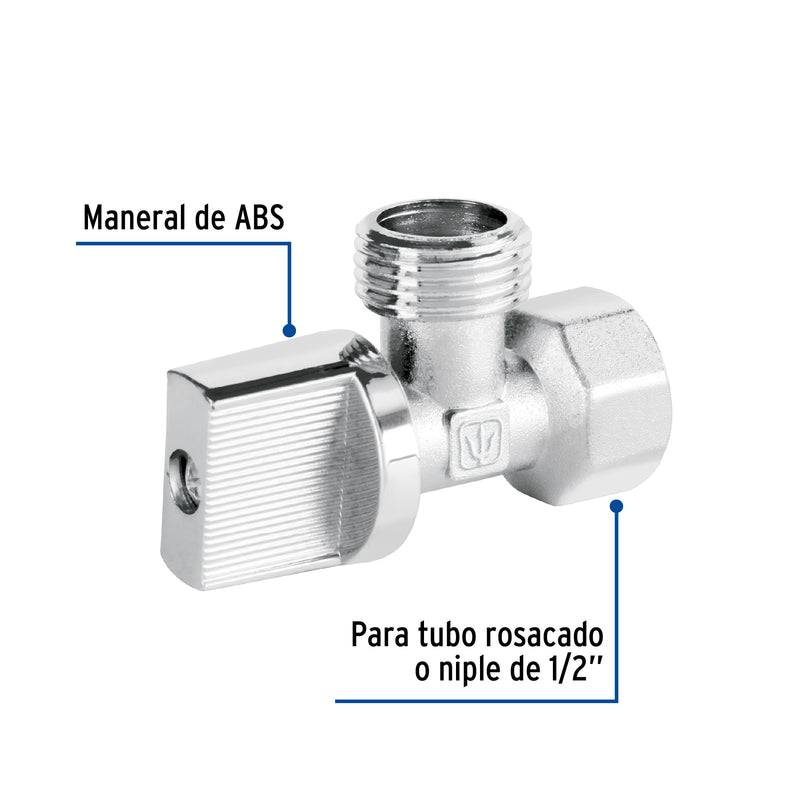 Llave angular 1/2", 1/4 de vuelta, roscable, BASIC - Carzamo.com