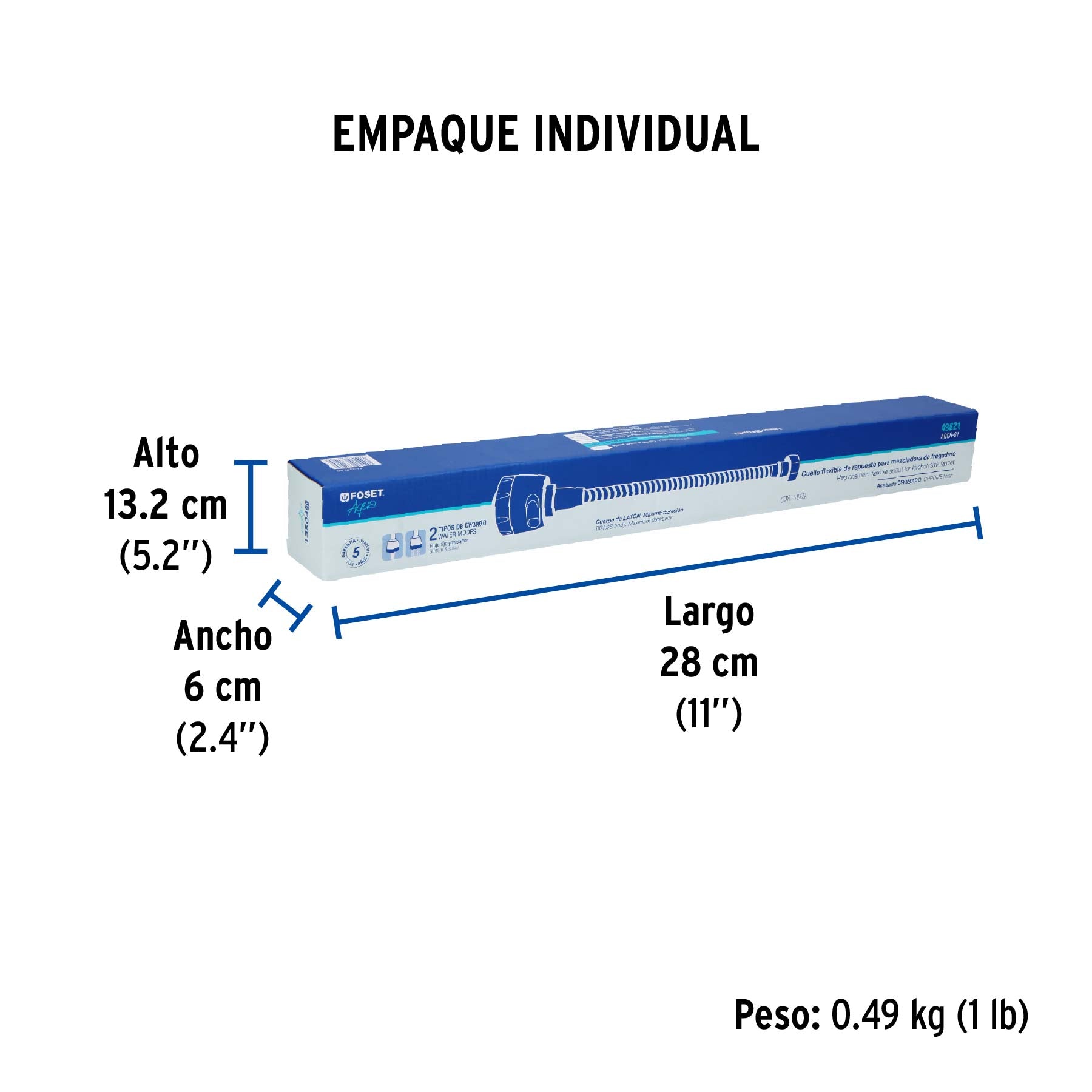 Foset Aqua AQCR-81, Cuello flexible de repuesto para fregadero - Carzamo.com