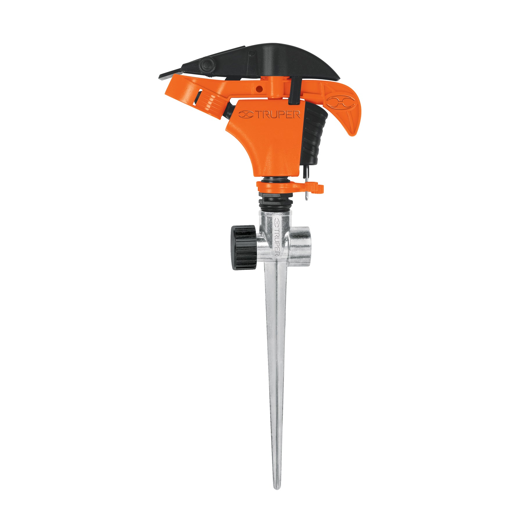 Truper ASP-P11X, Aspersor plástico dos vías, estaca de 11″