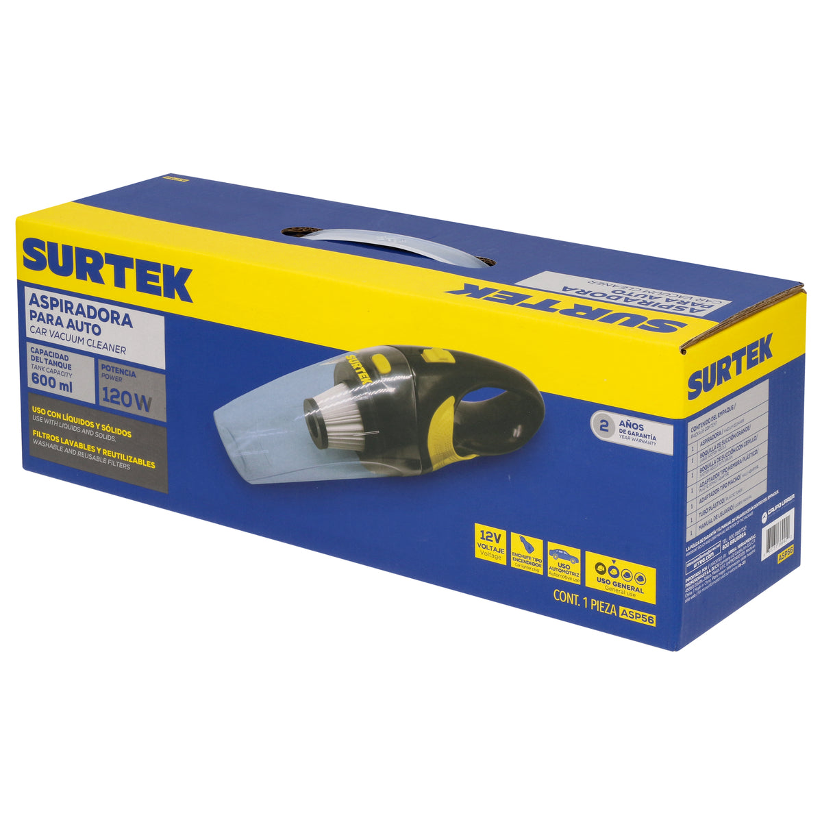 Aspiradora portátil para automóvil 600 ml, 12 V Surtek