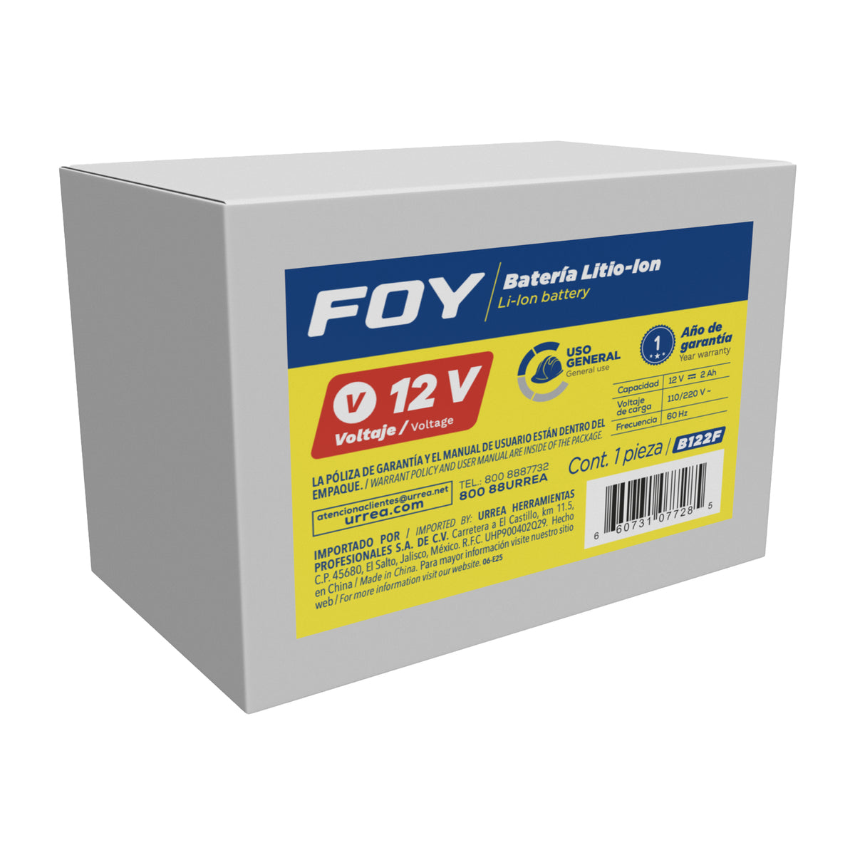 Batería Litio-ion 12 V, 2 Ah Foy