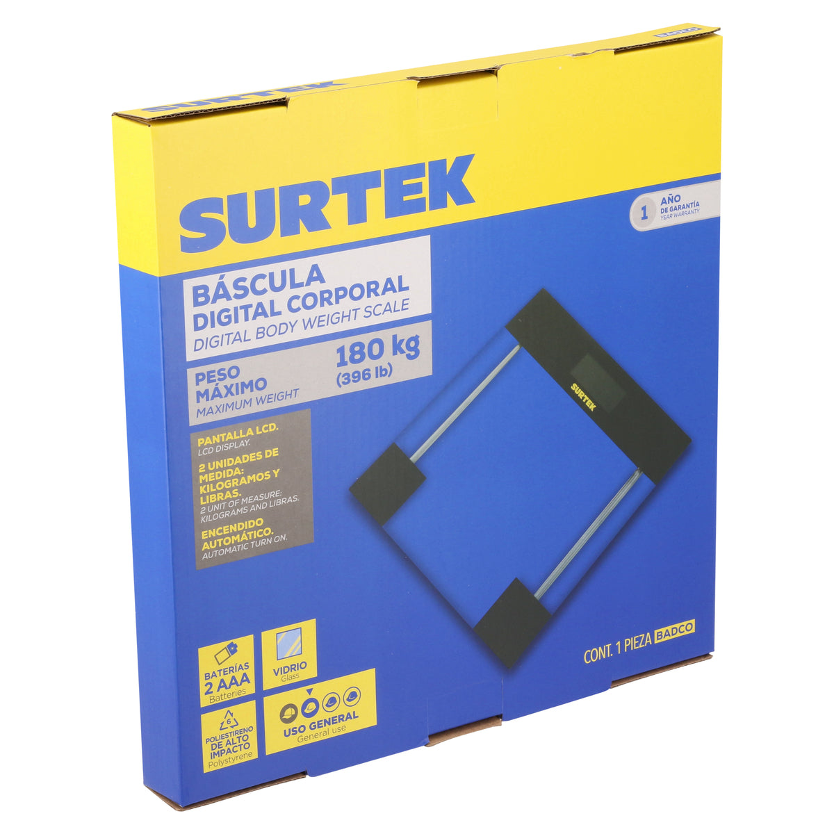 Báscula digital corporal 180 kg Surtek