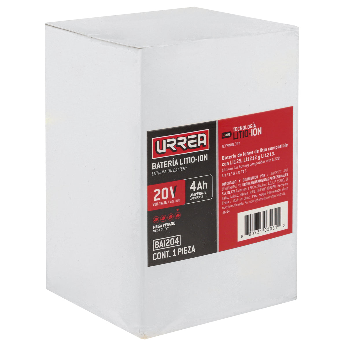 Batería Litio-ion 20 V, 4 Ah Urrea