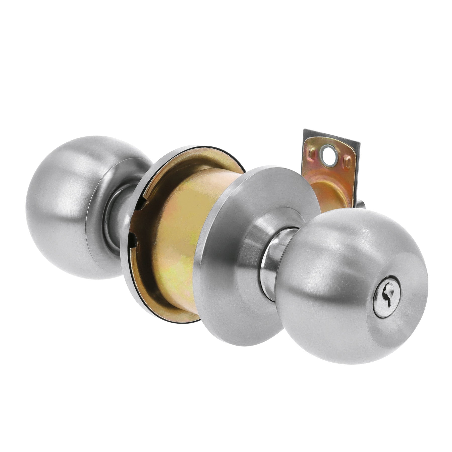 Hermex Basic BAL-CM-RP, Cerradura de pomo tipo esfera para recámara, mecanismo cilíndrico, cromo mate