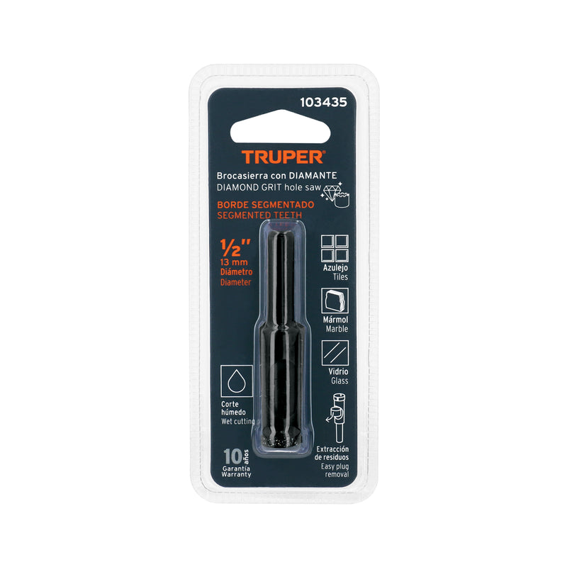 Broca Diamantada TRUPER BD-12 1/2" (13 mm) para Cerámica, Porcelanato y Vidrio - Carzamo.com