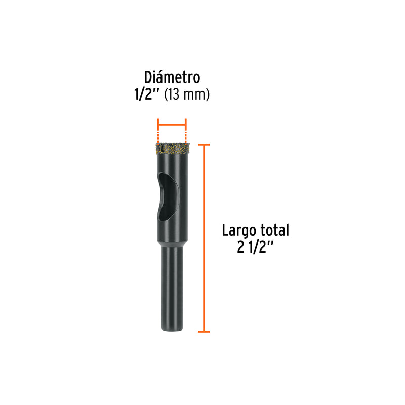 Broca Diamantada TRUPER BD-12 1/2" (13 mm) para Cerámica, Porcelanato y Vidrio - Carzamo.com