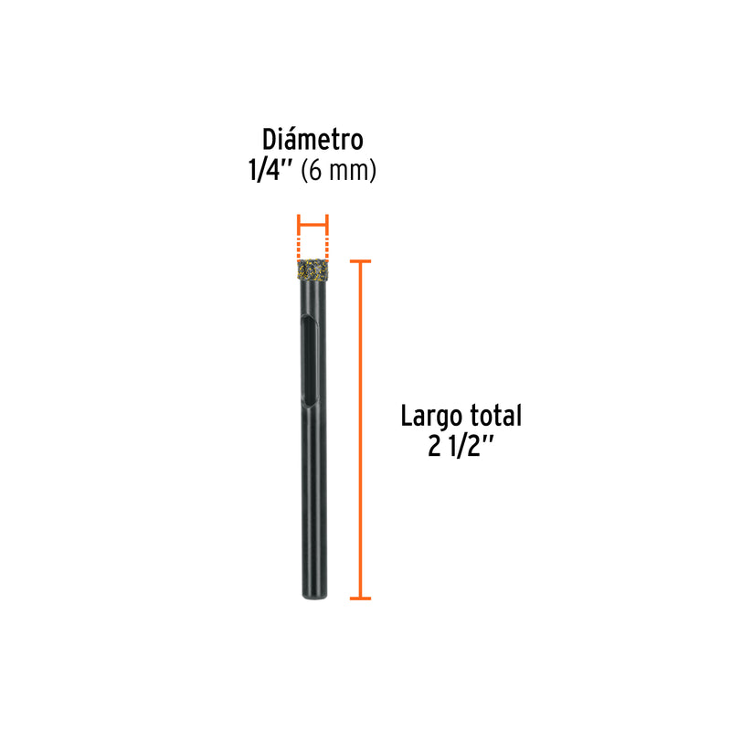 Broca Diamantada TRUPER BD-6 1/4" (6 mm) para Cerámica, Porcelanato y Vidrio - Carzamo.com