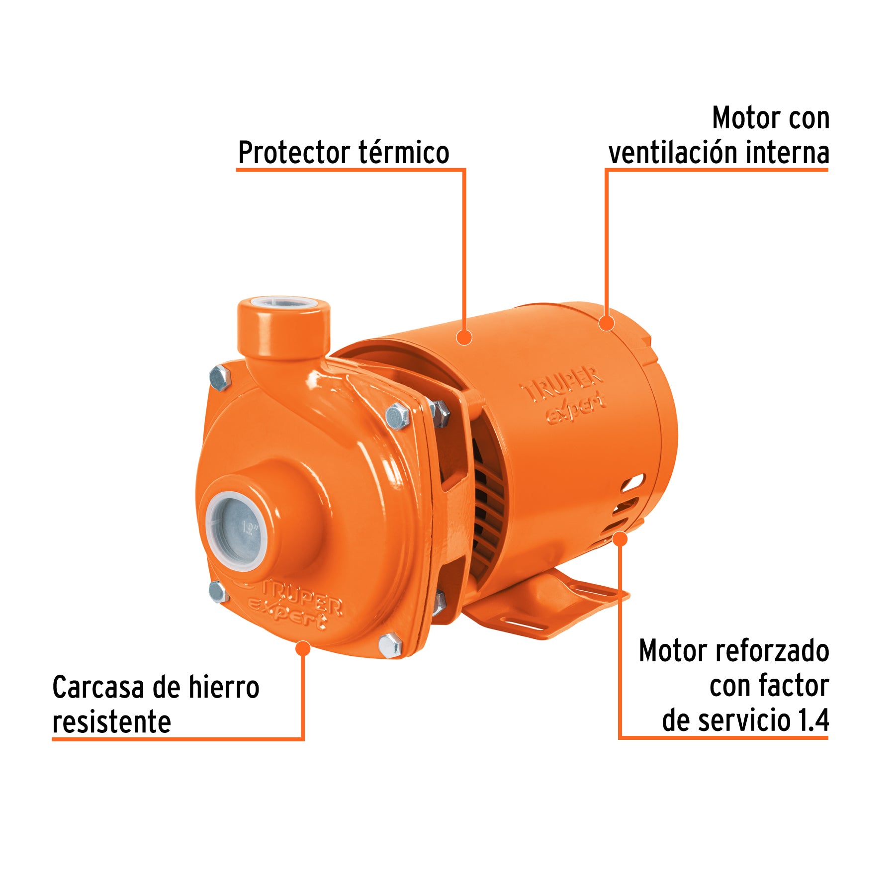 Bomba centrífuga para agua, 1/2 HP, TRUPER EXPERT BOAC-1/2AX
