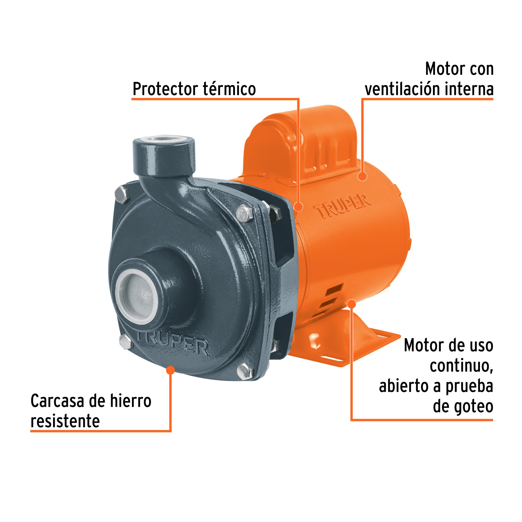 Truper BOAC-1/2A, Bomba centrífuga para agua de 1/2 HP - Carzamo.com