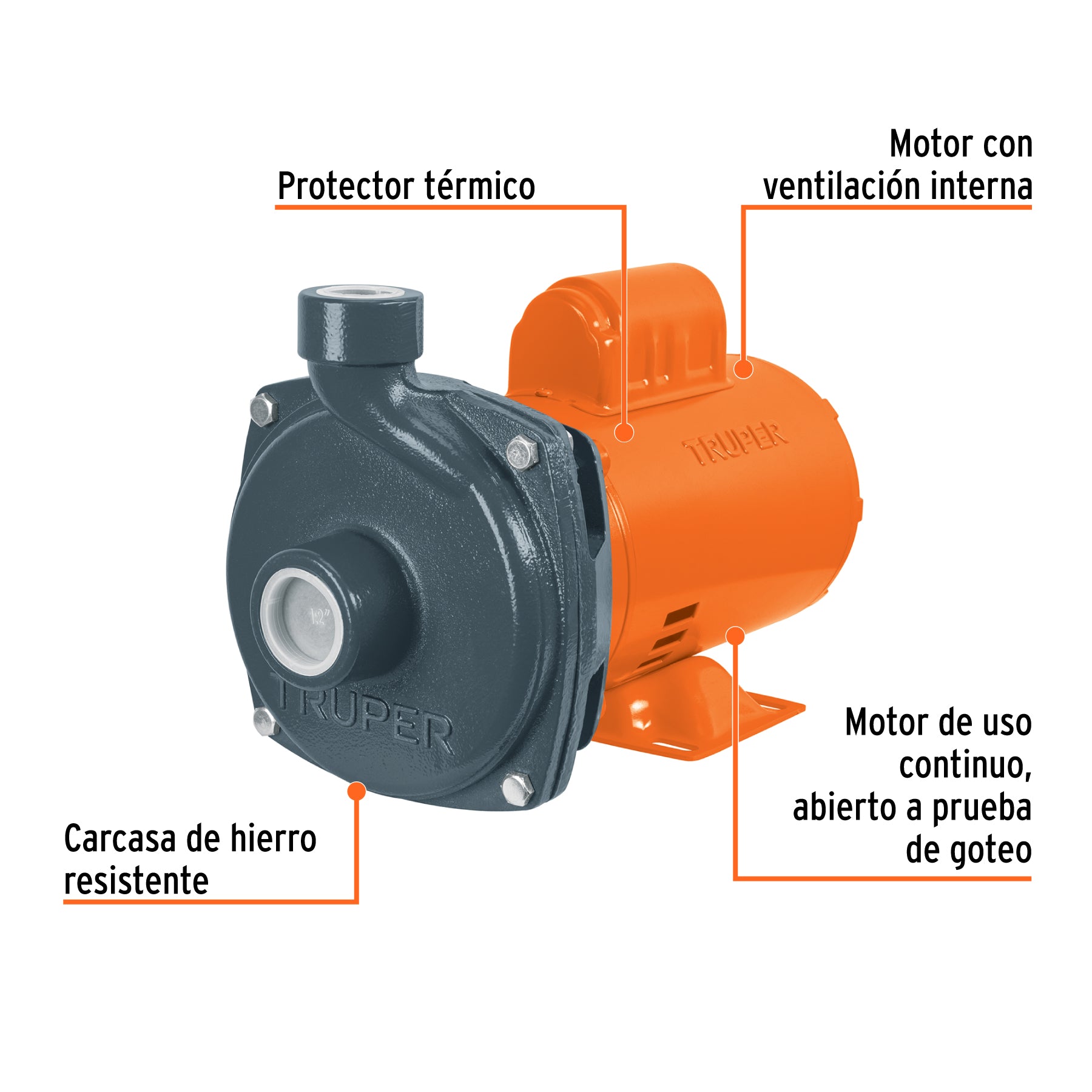 Truper BOAC-1A, Bomba centrífuga para agua de 1 HP - Carzamo.com