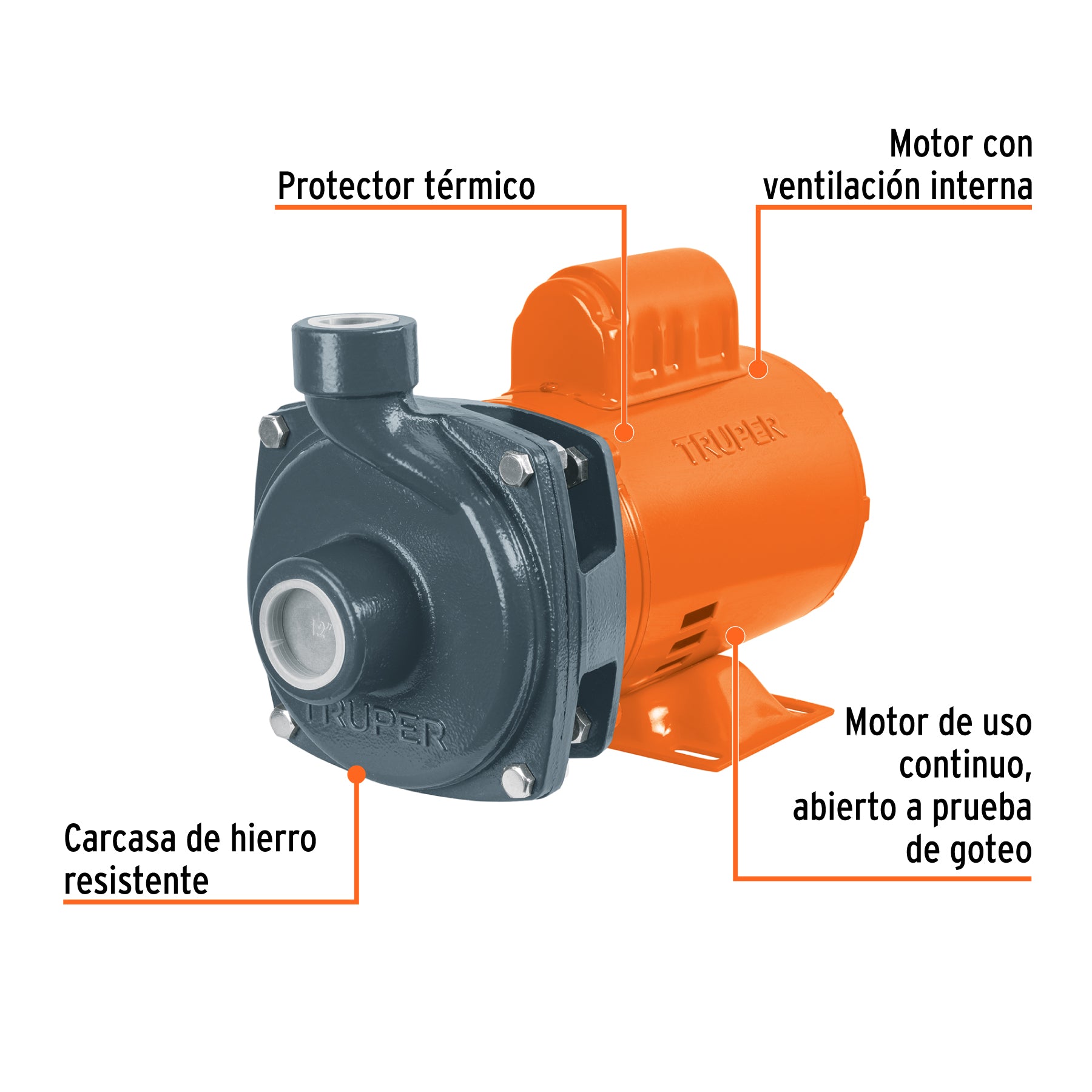 Bomba centrífuga para agua, 3/4 HP, TRUPER BOAC-3/4A
