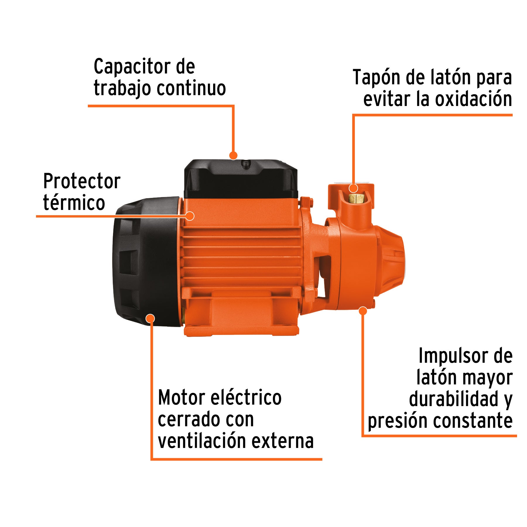Bomba periférica 1/2HP, altura máx 45m, uso agrícola, EXPERT BOAP-1/2