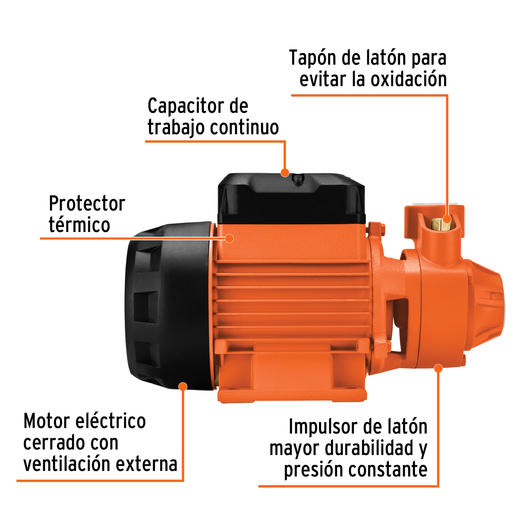 Bomba periférica 1HP, altura máx 70m, uso agrícola, EXPERT BOAP-1