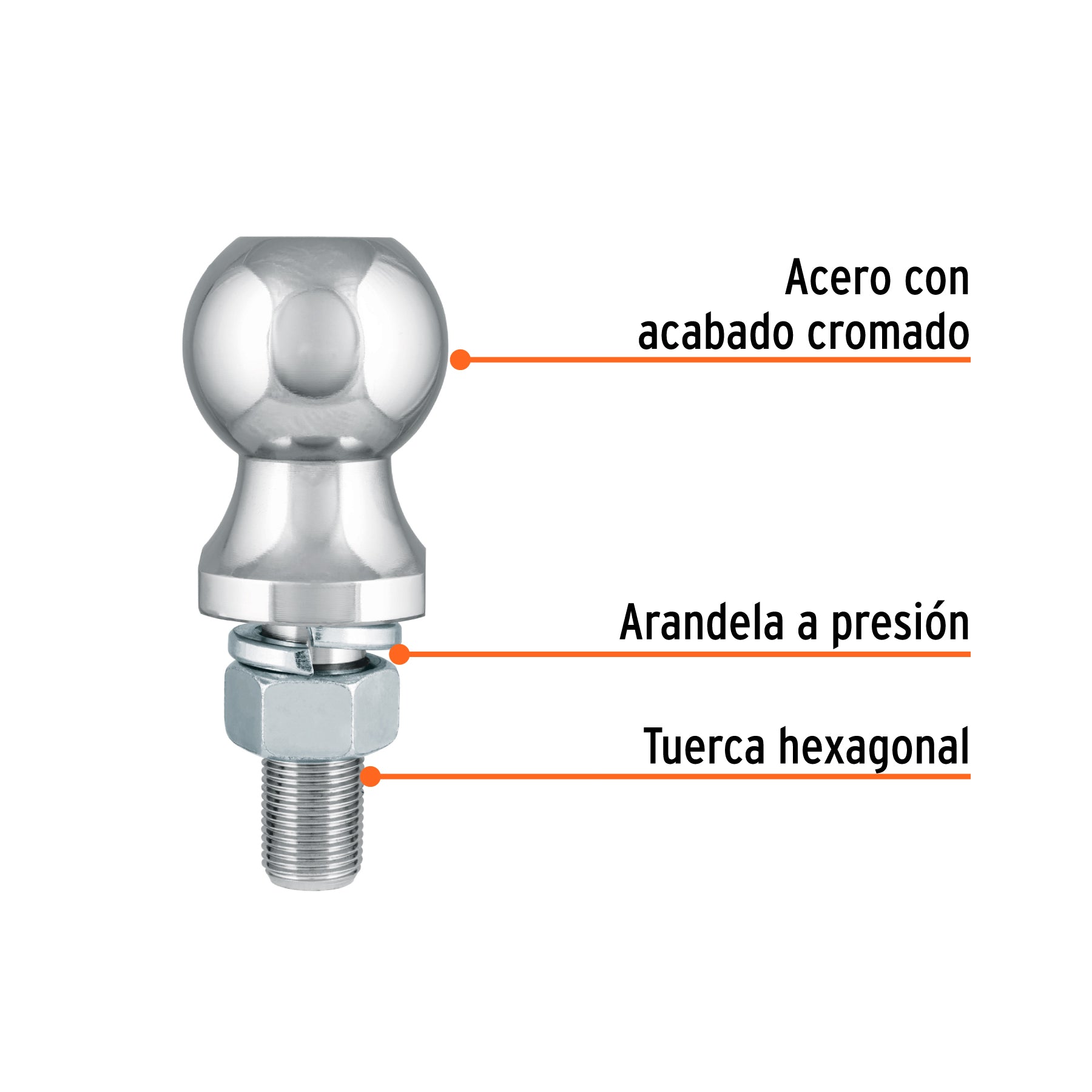 Bola de arrastre para remolque, 1-7/8", 2,000 lb, TRUPER