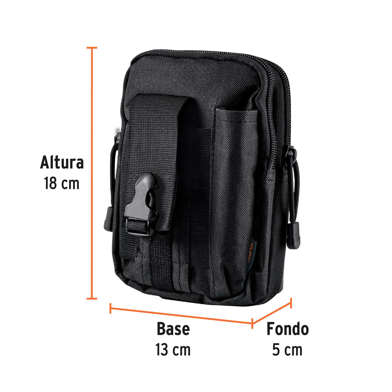 Bolso táctico negro para cinturón, Truper - Carzamo.com
