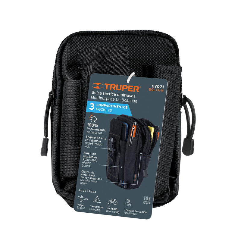 Bolso táctico negro para cinturón, Truper - Carzamo.com