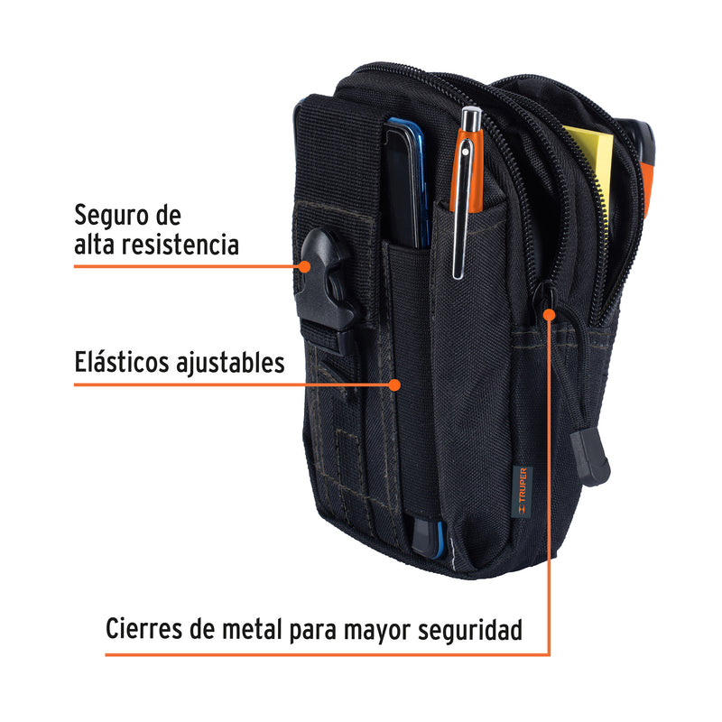 Bolso táctico negro para cinturón, Truper - Carzamo.com