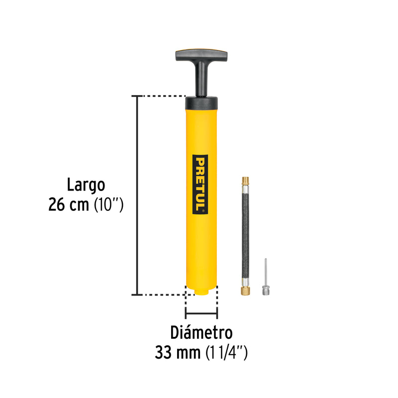 Mini bomba manual para inflar balones, 25 PSI, PRETUL - Carzamo.com