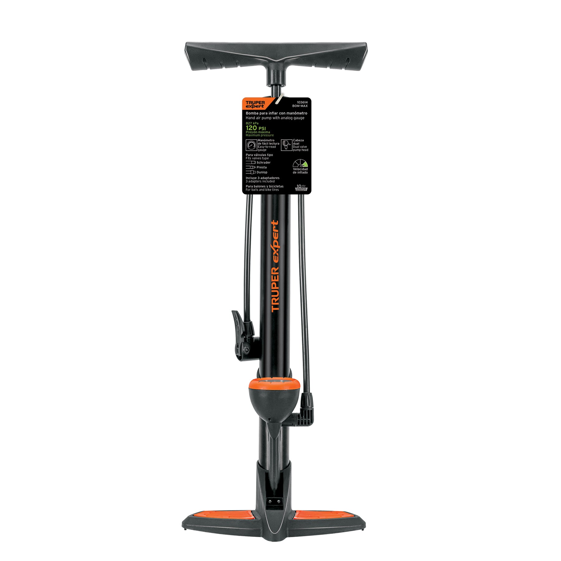 Bomba manual con manómetro, 120 PSI, TRUPER EXPERT - Carzamo.com