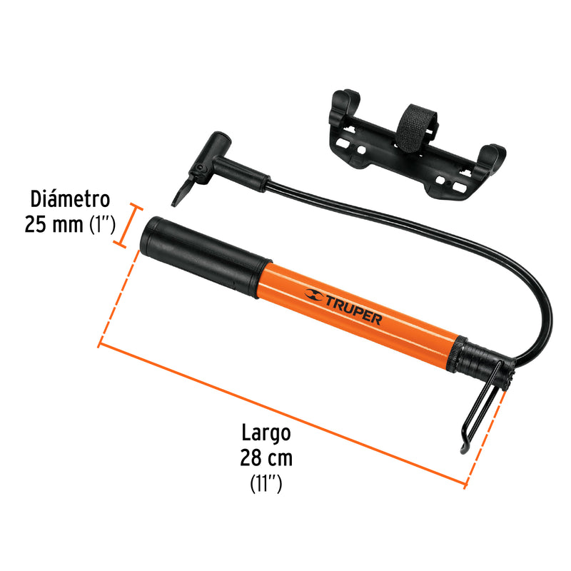Mini bomba manual para bicicleta, 60 PSI, TRUPER - Carzamo.com