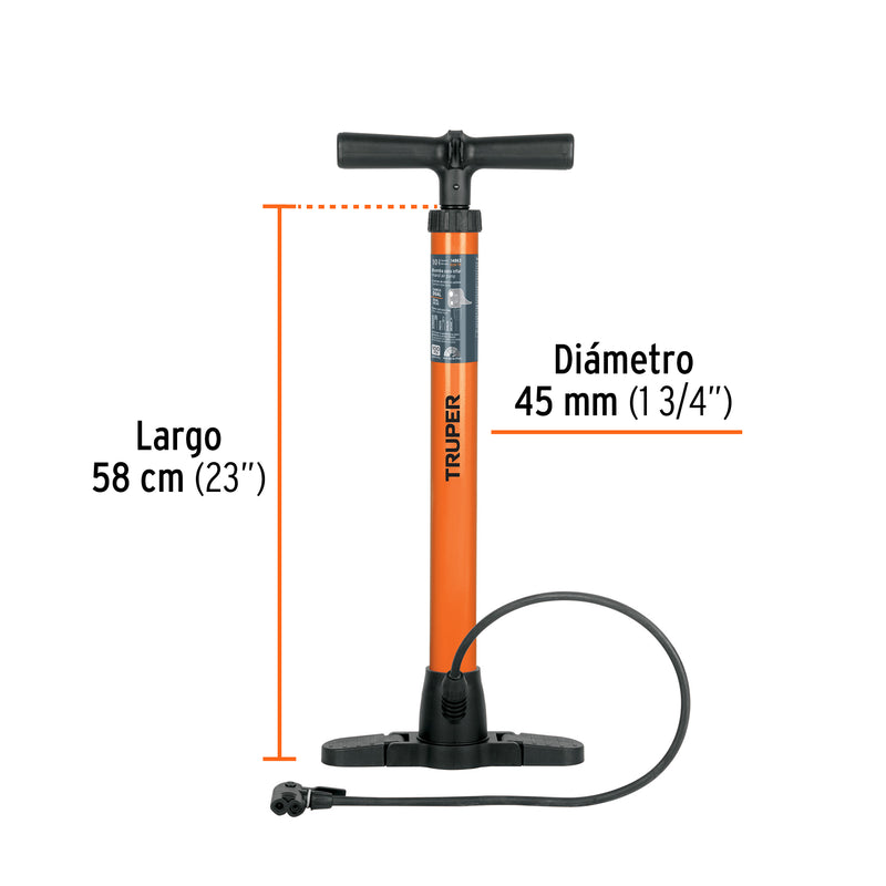 Bomba manual para inflar, 100 PSI, TRUPER - Carzamo.com