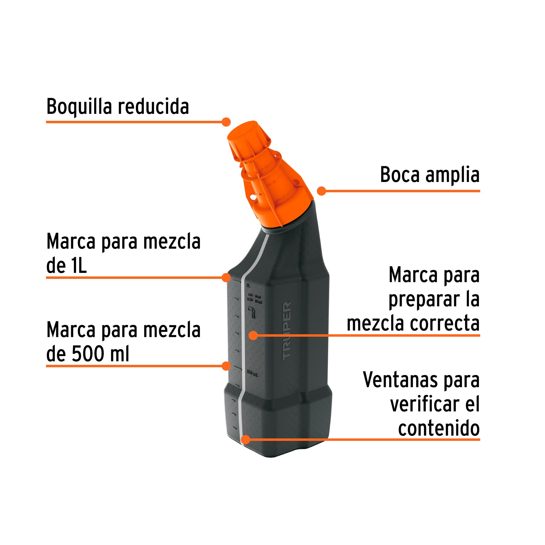Truper BOME-1 Gasoline and oil mixing can, 1 L BOME-1