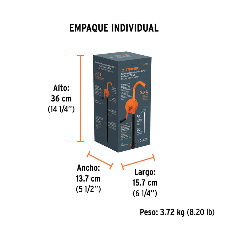 Bomba extractora de aceites con manivela, Truper BOMEX-25 - Carzamo.com