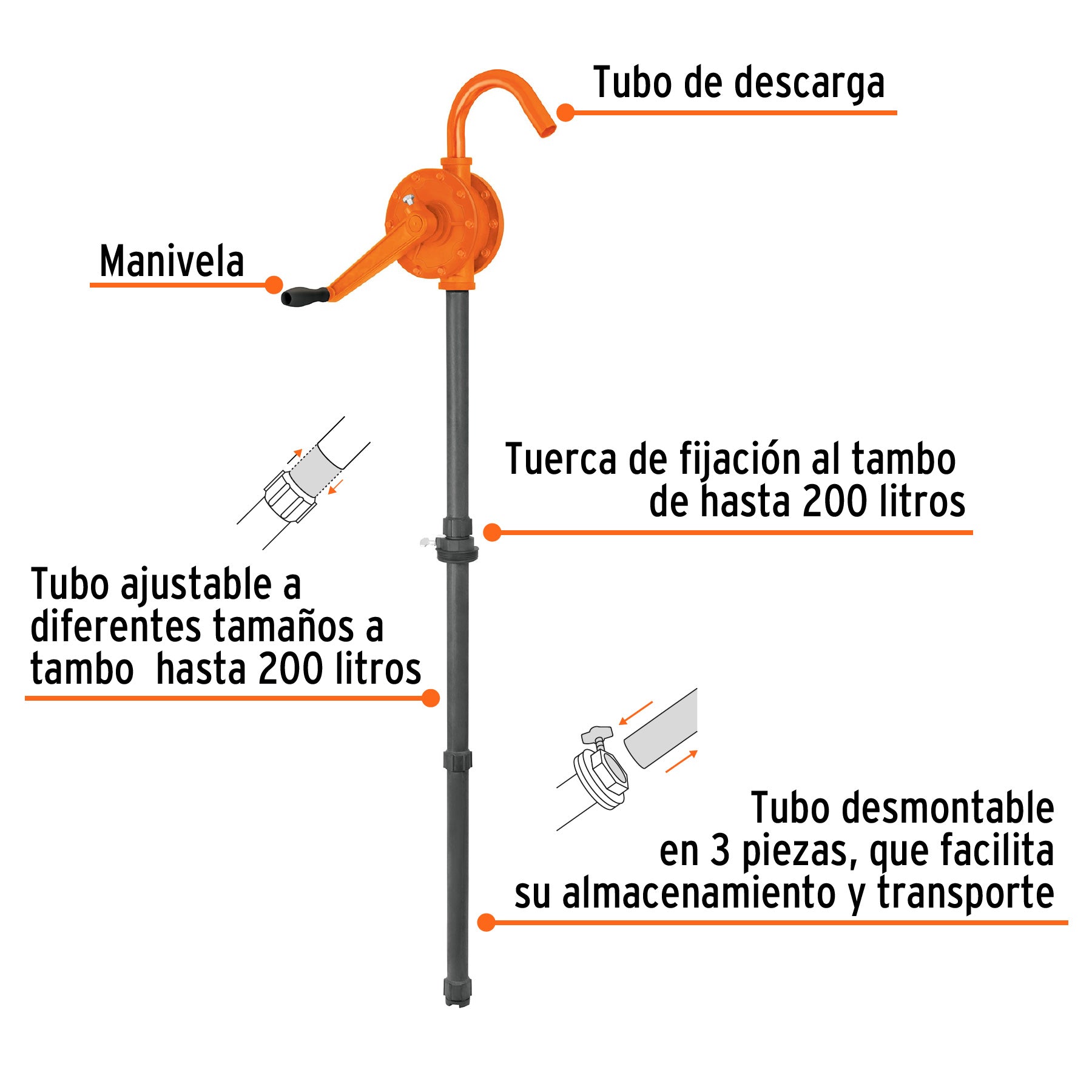 Bomba extractora de ácidos con manivela, Truper BOMEX-28