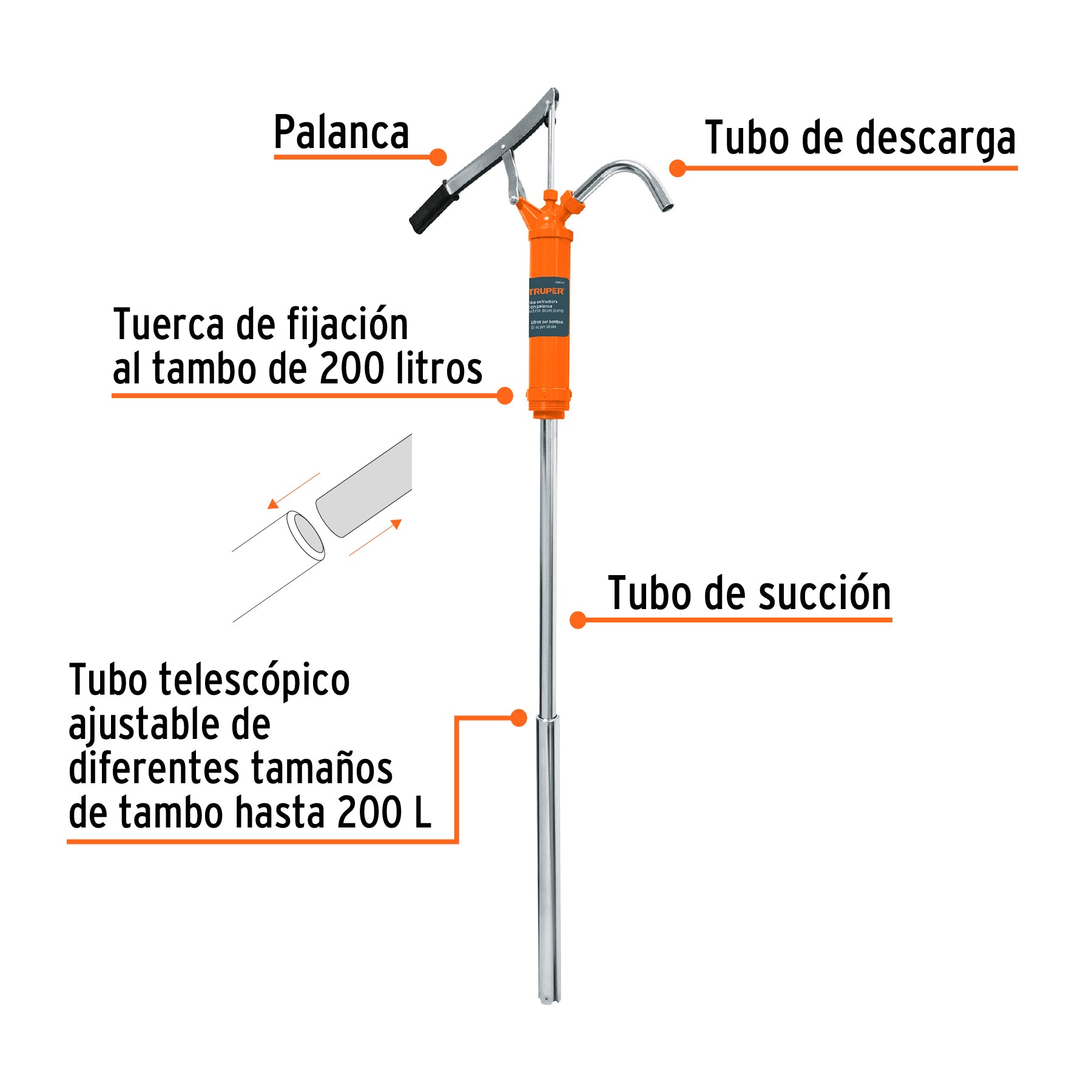 Bomba extractora de aceites con palanca, Truper BOMEX-31