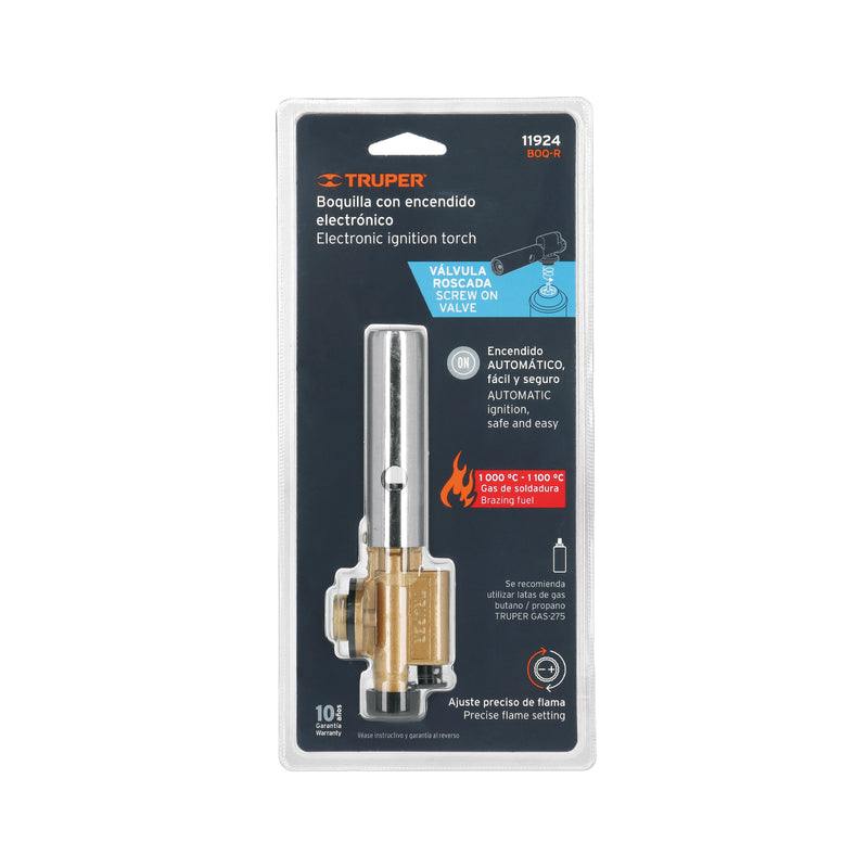 Boquilla con encendido electrónico para lata c/válvula roscada, TRUPER - Carzamo.com