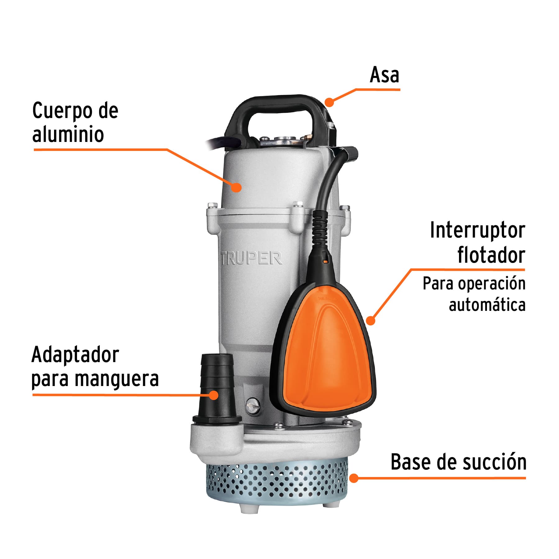 Truper BOS-1/2LPX, Bomba sumergible metálica para agua limpia uso rudo 1/2 HP - Carzamo.com