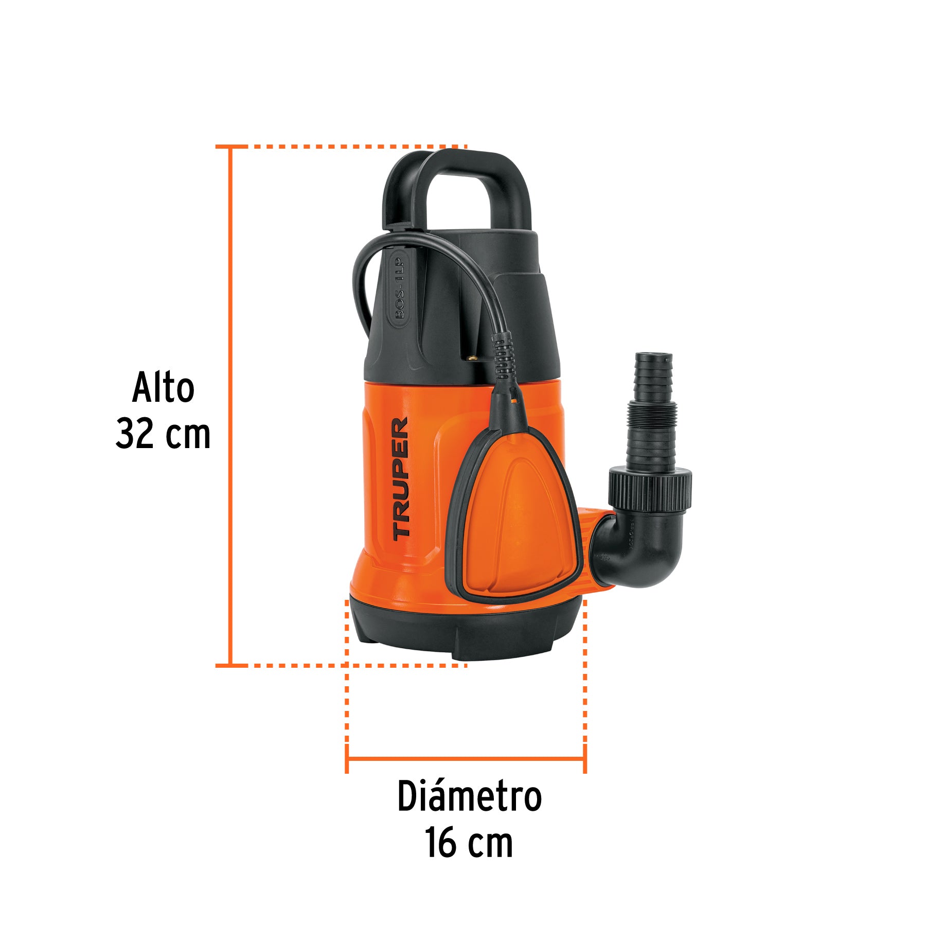 Truper BOS-1LP, Bomba sumergible plástica para agua limpia 1 HP - Carzamo.com