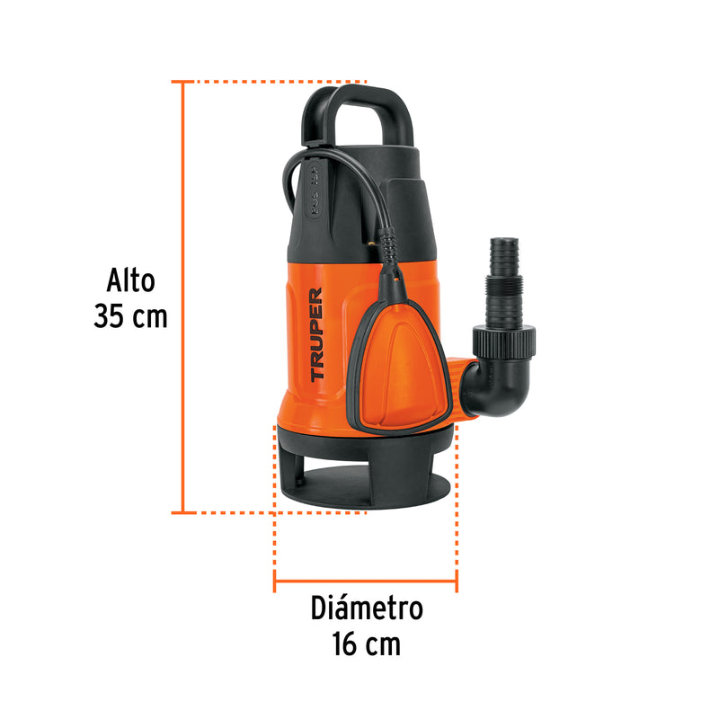 Truper BOS-1SP, Bomba sumergible plástica para agua sucia 1 HP - Carzamo.com